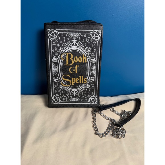 Spirit Halloween Handbags - Spirit Halloween Book of Spells Crossbody Bag Black Gold Witchy Gothic Purse
